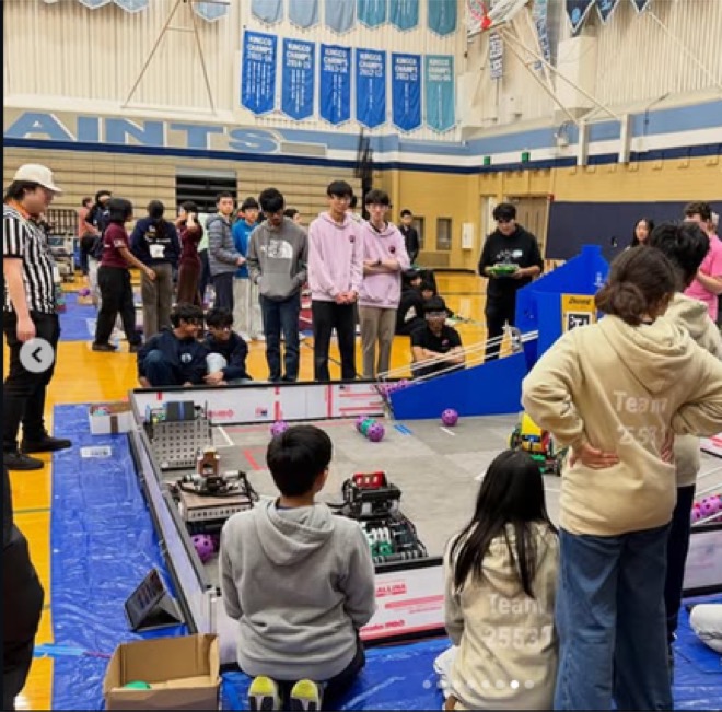 Robot competing at event